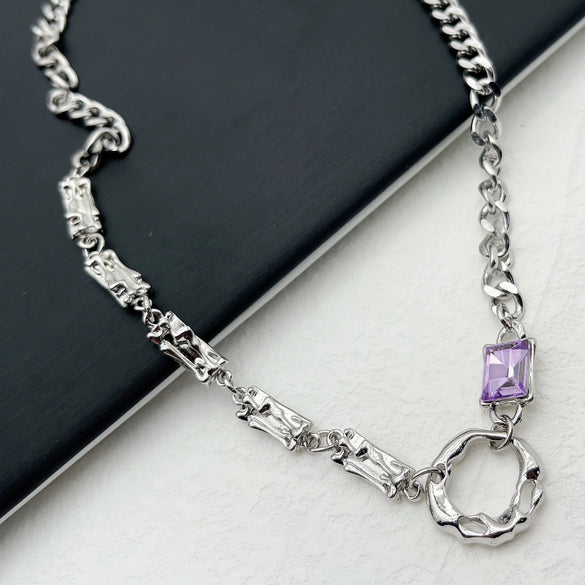 Unisex Geometric Titanium Steel Necklace With Electroplated Alloy Pendant Minimalist Jewelry