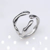 Unisex Geometric Titanium Steel Open Adjustable Ring With Electroplated Finish Exaggerated Hip Hop Style Statement Band