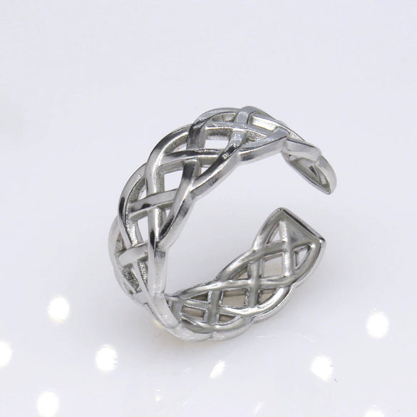 Unisex Geometric Titanium Steel Open Adjustable Ring With Electroplated Finish Exaggerated Hip Hop Style Statement Band