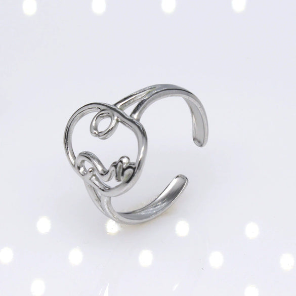 Unisex Geometric Titanium Steel Open Adjustable Ring With Electroplated Finish Exaggerated Hip Hop Style Statement Band