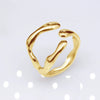 Unisex Geometric Titanium Steel Open Adjustable Ring With Electroplated Finish Exaggerated Hip Hop Style Statement Band