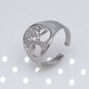 Unisex Geometric Titanium Steel Open Adjustable Ring With Electroplated Finish Exaggerated Hip Hop Style Statement Band