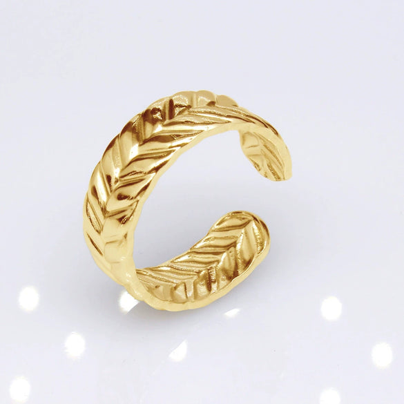 Unisex Geometric Titanium Steel Open Adjustable Ring With Electroplated Finish Exaggerated Hip Hop Style Statement Band