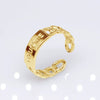 Unisex Geometric Titanium Steel Open Adjustable Ring With Electroplated Finish Exaggerated Hip Hop Style Statement Band