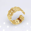 Unisex Geometric Titanium Steel Open Adjustable Ring With Electroplated Finish Exaggerated Hip Hop Style Statement Band