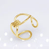 Unisex Geometric Titanium Steel Open Adjustable Ring With Electroplated Finish Exaggerated Hip Hop Style Statement Band