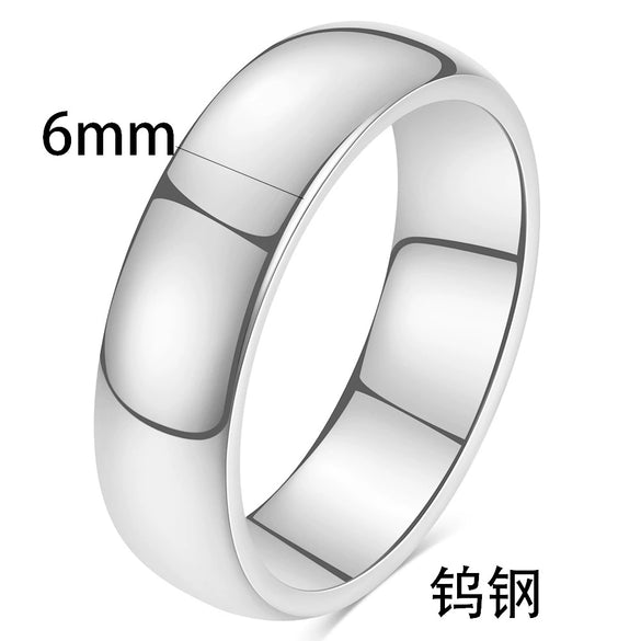 Unisex Geometric Tungsten Steel Couple Rings With Smooth Plain Design And Electroplated Finish