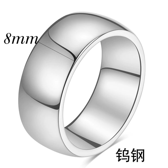 Unisex Geometric Tungsten Steel Couple Rings With Smooth Plain Design And Electroplated Finish