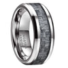 Unisex Geometric Tungsten Steel Ring With Black Electroplated Finish And Blue Carbon Fiber Inlay