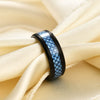 Unisex Geometric Tungsten Steel Ring With Black Electroplated Finish And Blue Carbon Fiber Inlay