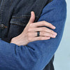 Unisex Geometric Tungsten Steel Ring With Black Matte Brushed Finish And Electroplated Surface For Women And Men