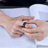 Unisex Geometric Tungsten Steel Ring With Black Matte Brushed Finish And Electroplated Surface For Women And Men
