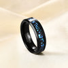 Unisex Geometric Tungsten Steel Ring With Blue Gemstone And Vacuum Plated Finish Wholesale Fashion Jewelry