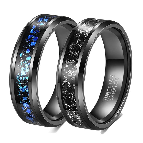 Unisex Geometric Tungsten Steel Ring With Blue Gemstone And Vacuum Plated Finish Wholesale Fashion Jewelry