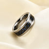 Unisex Geometric Tungsten Steel Ring With Carbon Fiber Inlay And Electroplated Finish