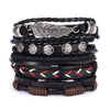 Unisex Geometric Vintage Cross Leather Multi Layer Adjustable Hand Woven Bracelet Suit