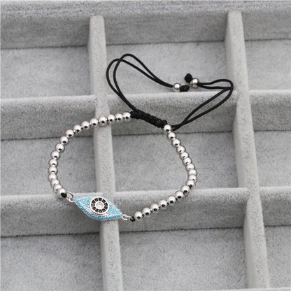 Unisex Geometry  Color Zirconium Eye Bead Weaving Titanium Steel Bracelets &Amp; Bangles Yl190506120476