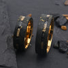 Unisex Gold Tone Carbon Fiber Ring With Gold Foil Inlay Geometric Electroplated Design Long Lasting Fashion Jewelry