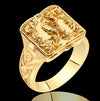 Unisex Gold Tone Copper Ring With Skull Carved Pattern Geometric Shape Electroplated Fashion Jewelry