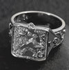 Unisex Gold Tone Copper Ring With Skull Carved Pattern Geometric Shape Electroplated Fashion Jewelry