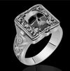 Unisex Gold Tone Copper Ring With Skull Carved Pattern Geometric Shape Electroplated Fashion Jewelry