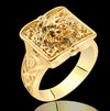 Unisex Gold Tone Copper Ring With Skull Carved Pattern Geometric Shape Electroplated Fashion Jewelry