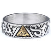 Unisex Gold Tone Stainless Steel Eye Motif Ring With Polished Finish And Distinctive Statement Style