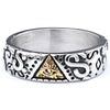 Unisex Gold Tone Stainless Steel Eye Motif Ring With Polished Finish And Distinctive Statement Style