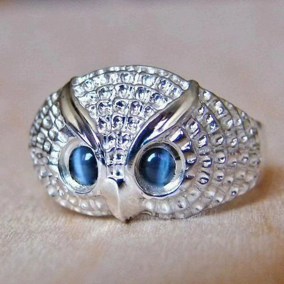 Unisex Gothic Geometric Owl Eye Ring In Electroplated Copper With Retro Blue Eye Design Wholesale Jewelry