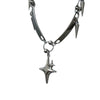 Unisex Gothic Punk Geometric Star Pendant Necklace With Curved Stainless Steel And Zinc Alloy Design Polished Finish And Thick Chain