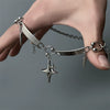Unisex Gothic Punk Geometric Star Pendant Necklace With Curved Stainless Steel And Zinc Alloy Design Polished Finish And Thick Chain