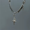 Unisex Gothic Punk Geometric Star Pendant Necklace With Curved Stainless Steel And Zinc Alloy Design Polished Finish And Thick Chain