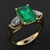 Unisex Green Zircon Geometric Ring Retro Alloy Jewelry With Electroplated Finish For Men And Women