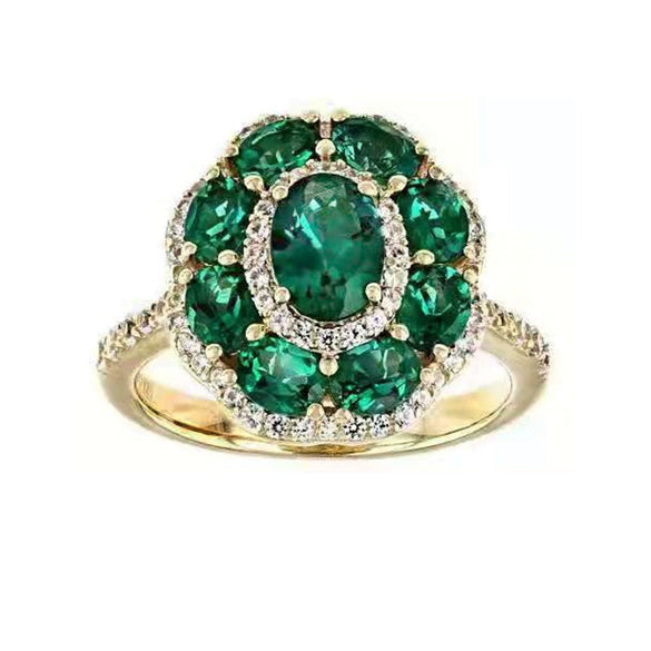 Unisex Green Zircon Geometric Ring Retro Alloy Jewelry With Electroplated Finish For Men And Women