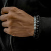 Unisex Handmade Black Gallstone Copper Alloy Geometric Beaded Bracelet With Cross Dumbbell Zircon Crown Design