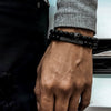 Unisex Handmade Black Gallstone Copper Alloy Geometric Beaded Bracelet With Cross Dumbbell Zircon Crown Design