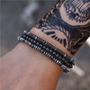 Unisex Handmade Black Gallstone Copper Alloy Geometric Beaded Bracelet With Cross Dumbbell Zircon Crown Design