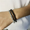 Unisex Handmade Black Gallstone Copper Alloy Geometric Beaded Bracelet With Cross Dumbbell Zircon Crown Design
