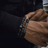 Unisex Handmade Black Gallstone Copper Alloy Geometric Beaded Bracelet With Cross Dumbbell Zircon Crown Design