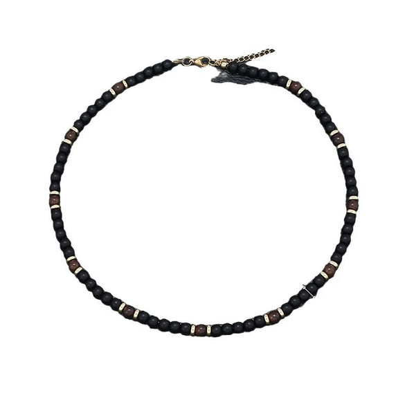 Unisex Handmade Glass Glazed Geometric Beaded Necklace