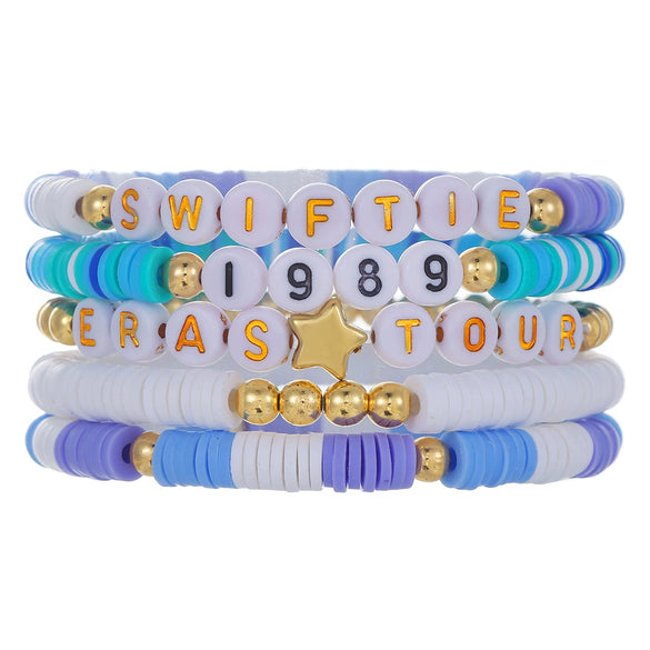 Unisex Handmade Multilayer Stacked Dripping Rainbow Unicorn Cartoon Soft Polymer Clay Bracelet With Animal Zodiac Design