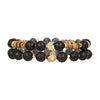 Unisex Handmade Natural Semiprecious Stone And Wood Bead Bracelet With Geometric Style