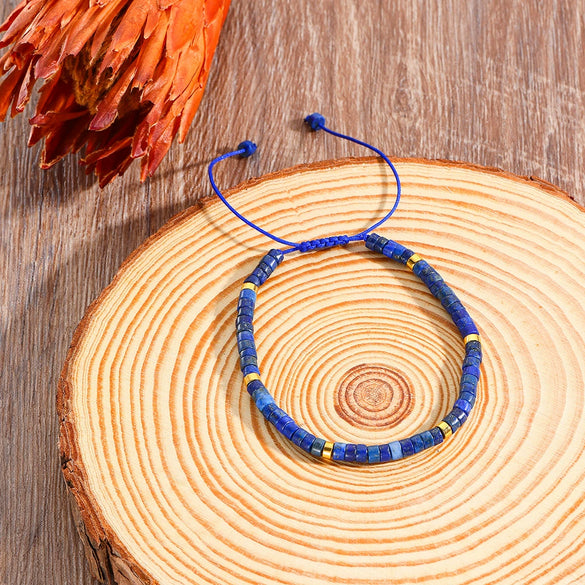 Unisex Handmade Natural Stone Geometric Beaded Woven Bracelet