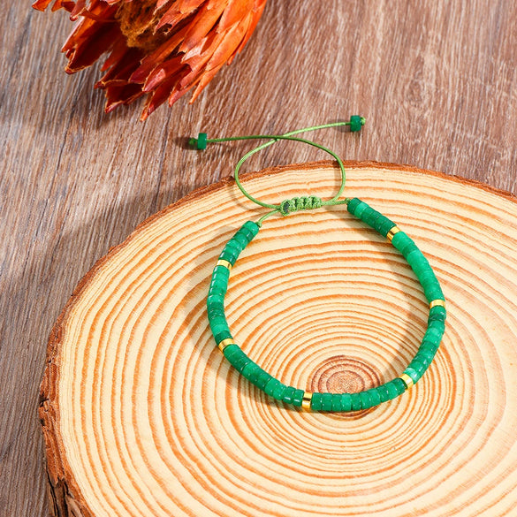 Unisex Handmade Natural Stone Geometric Beaded Woven Bracelet