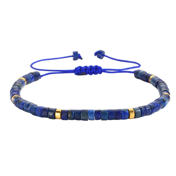 Unisex Handmade Natural Stone Geometric Beaded Woven Bracelet
