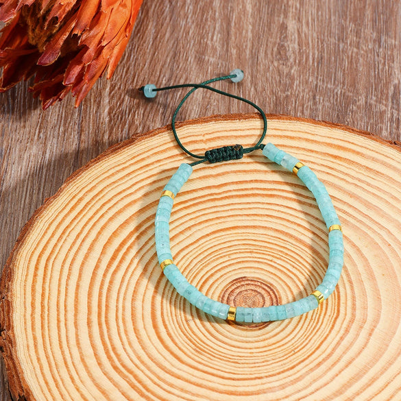 Unisex Handmade Natural Stone Geometric Beaded Woven Bracelet