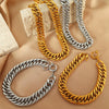 Unisex Handmade 316L Stainless Steel Retro Geometric Wave Pattern Necklaces And Bracelets With Electroplating Highend Jewelry