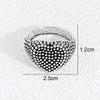 Unisex Heart Shaped Zinc Alloy Ring With Silver Black Finish And Honeycomb Pattern Modern Light Luxury Fashion Jewelry
