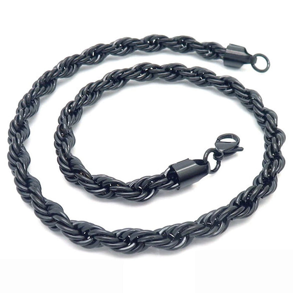 Unisex Hip Hop Fashion Button Rope Titanium Steel And Stainless Steel Twist Chain Necklace With Geometric Pattern And Electroplating Treatment