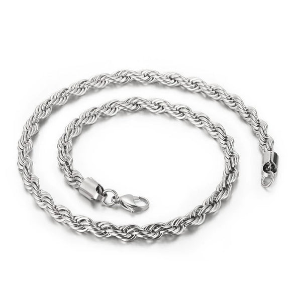 Unisex Hip Hop Fashion Button Rope Titanium Steel And Stainless Steel Twist Chain Necklace With Geometric Pattern And Electroplating Treatment